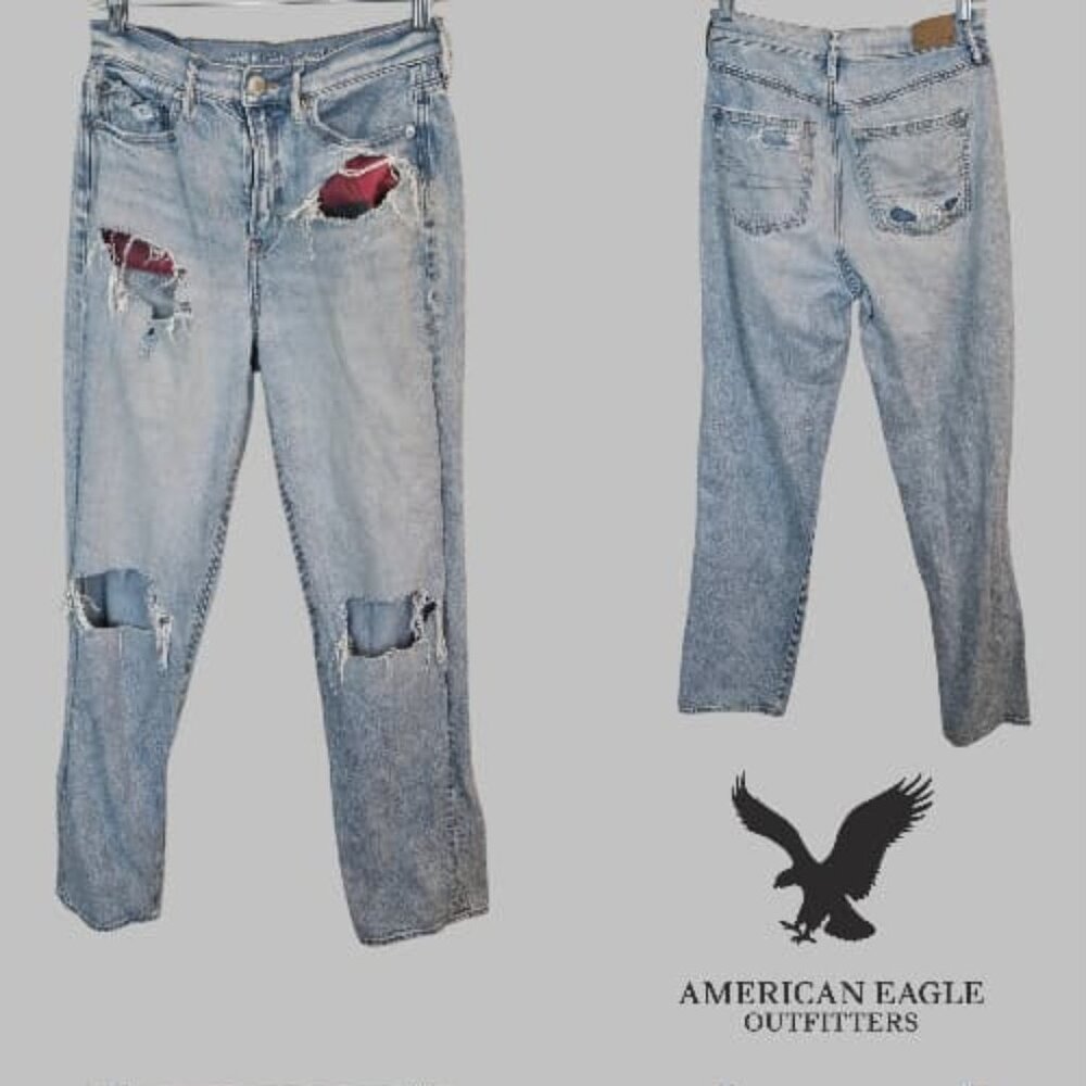 American Eagle  High Rise Boyfriend Distressed Casual Denim Jeans Womens Size 4
